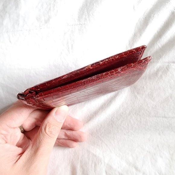 Tiffany and Co Vintage Genuine Crocodile Red Leather Bi-Fold Wallet - Picture 11 of 11